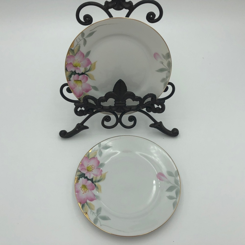 2 Noritake*AZALEA*6.5" BREAD BUTTER PLATES GREEN MARK 19322 VINTAGE